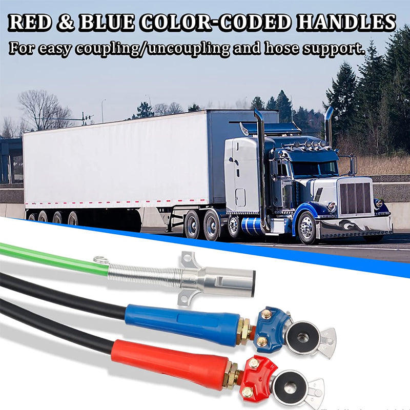 15ft 3 in 1 ABS & Power Air Line Hose Wrap 7 Way Electrical Cable for Semi Truck Trailer Tractor